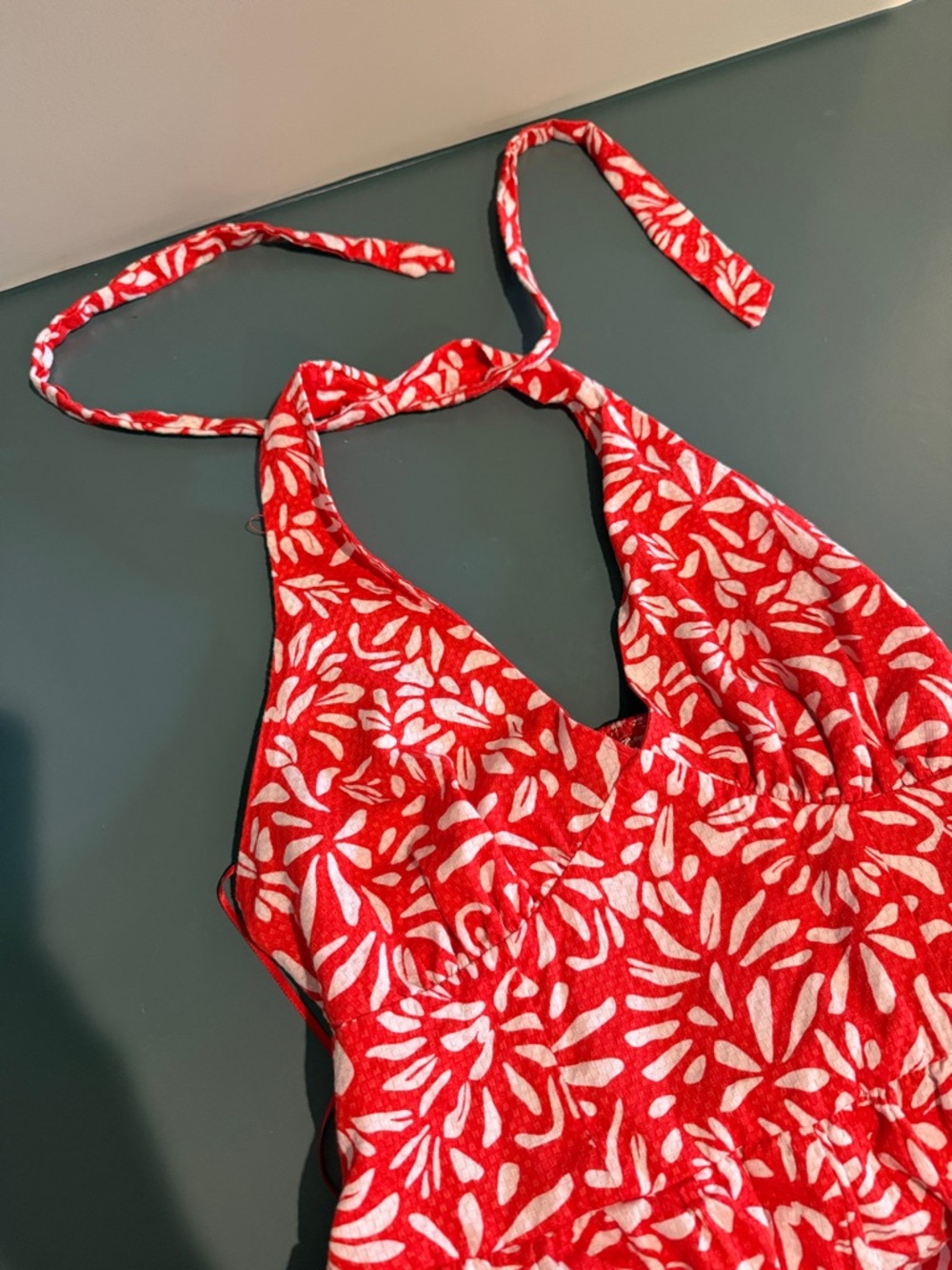 Red Floral Halter Top - Unbranded